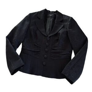 Nine West Black Floral Jacquard Button Down Blazer Jacket Size 10